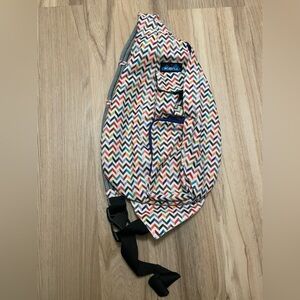 KAVU Rope Sling Crossbody Multi-Color Chevron Print Cord Bag